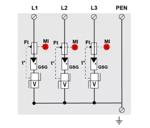 Überspannungs-Ableiter Resi9, 3P+N, Typ 2, Imax 10 kA, mit integr. Tr